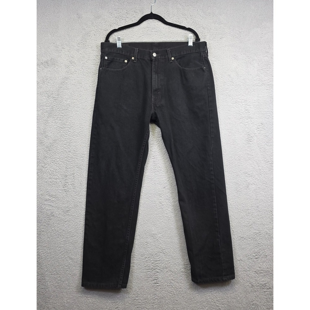 Levis 505 Jeans Mens 36x32 Black Straight Regular Fit Denim Classic Retro Rigid‎